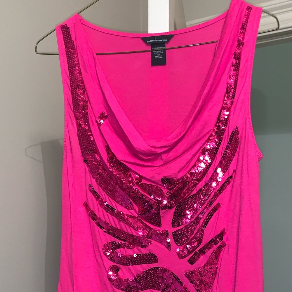 Pink sequin tank